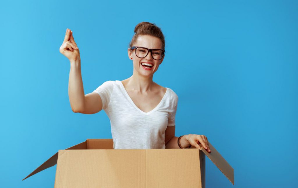woman happy about moving home
